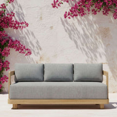Anderson Teak Granada 5-piece deep seating outdoor patio sofa set with teak finish and plush cushions for garden lounge.