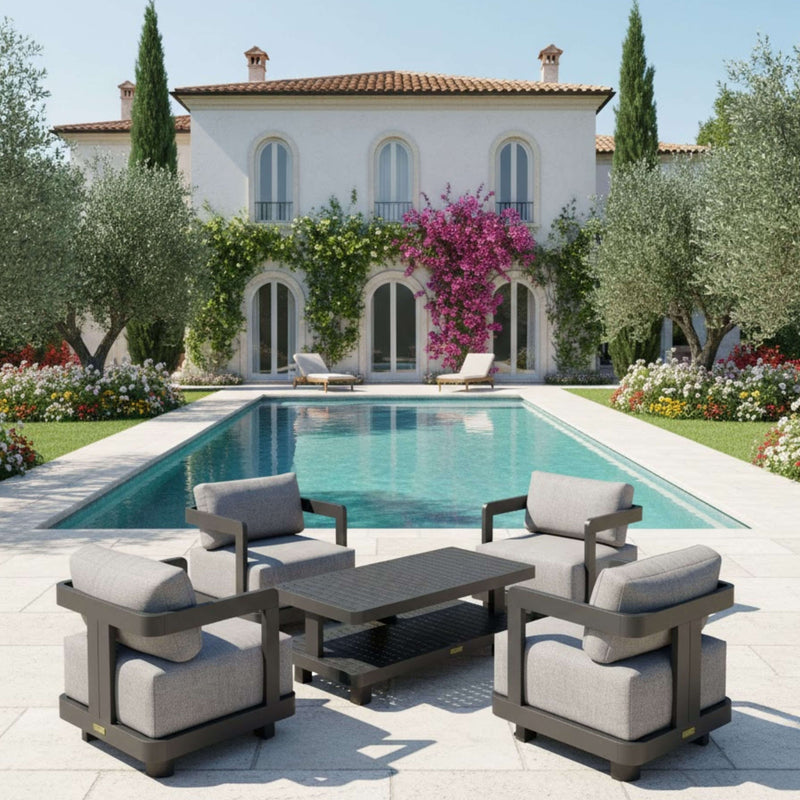 SET-904-AL 5-PC GRANADA ALUMINUM DEEP SEATING BY ANDERSON TEAK