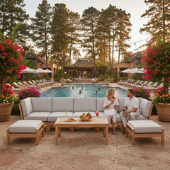 Outdoor Anderson Teak SET-140 Natsepa modular deep seating outdoor sofa set in various designer colors for garden lounge.
