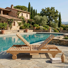 Anderson Teak BEL-AIR double sun lounger in teak wood with cushions, outdoor patio garden lounge in a designer color.