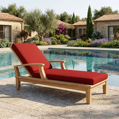 Anderson Teak Brianna Sun Lounger in A-grade teak wood with a sleek design and available in nine designer colors for outdoor patio use.