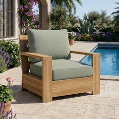 Anderson Teak teak wood accent armchair with deep seating, outdoor patio and garden use, in 9 designer colors.