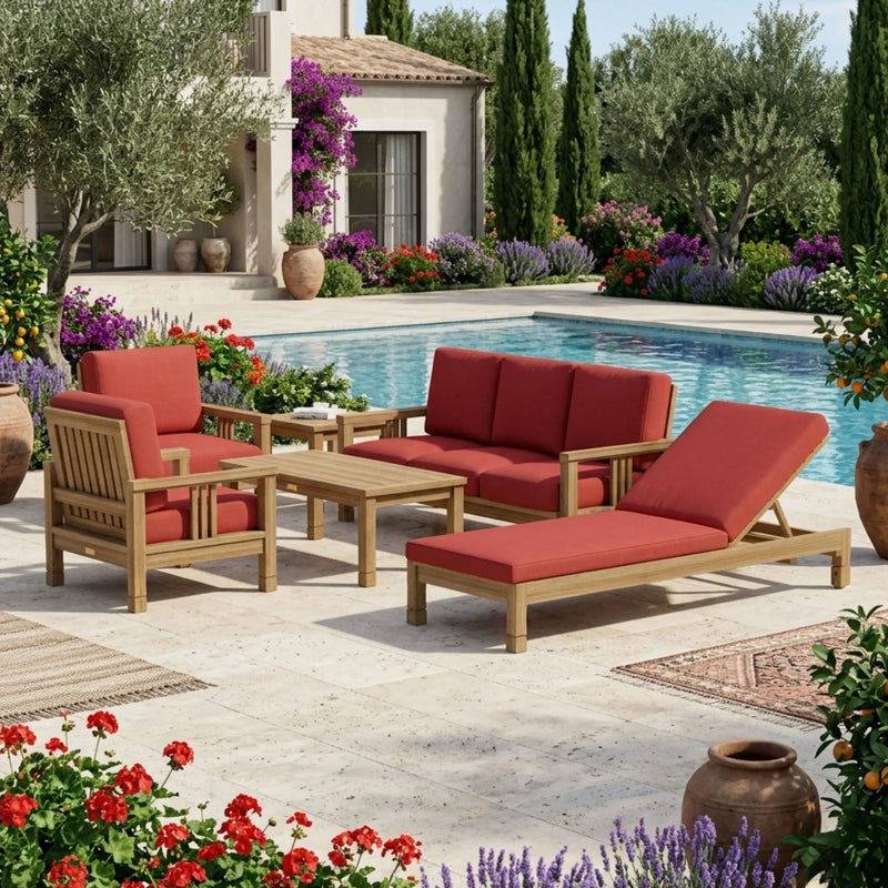 Southbay Deep Seating 6-PC Set (Cast Pomegranate) By Anderson Teak