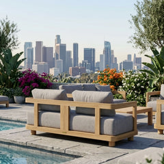 Anderson Teak SET-902 6-piece Granada deep seating outdoor sofa set with teak finish for garden lounge and patio relaxing area.