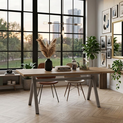 Anderson Teak Alura dining table featuring a sleek wooden surface and sturdy legs, ideal for modern dining spaces.