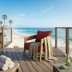 Anderson Teak Toscana Lounge Chair, outdoor deep seating accent chair in a designer color for patio and garden use.