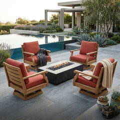 Anderson Teak Riviera Swivel Armchair in A-Grade teak solid wood with deep outdoor seating, available in nine designer colors.