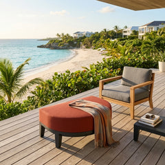 Anderson Teak Coronado Aluminum Ottoman in stylish design, available in 9 designer colors, outdoor patio footstool.