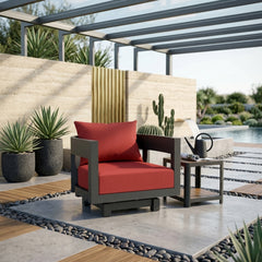 Coronado aluminum swivel armchair by Anderson Teak, outdoor deep seating in designer colors for patio and garden relaxation.