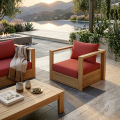 Anderson Teak COPACABANA deep seating outdoor armchair in designer color, stylish accent chair for patio or garden.