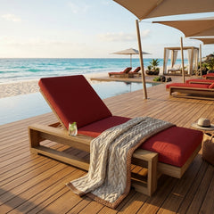 Best Daybed Capistrano Sun Lounger in A-grade teak wood with a sleek design, available in 9 designer colors for outdoor garden lounging.