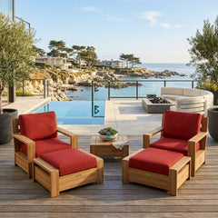 Anderson Teak 5-piece teak wood deep seating sofa set in natural finish, designed for outdoor patio and garden relaxation.