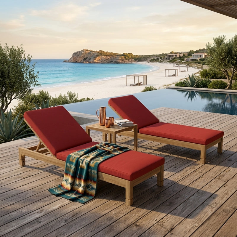 Southbay Sun Lounger by Anderson Teak, luxury outdoor sunbed with sleek design in 9 designer colors for garden lounging.