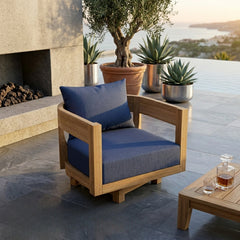 Anderson Teak Coronado A-Grade Teak Swivel Armchair in deep outdoor seating style with designer color options.