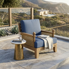 Anderson Teak Luxe Teak Wood Deep Seating Accent Chair in natural teak finish, designed for outdoor patio and garden relaxation.