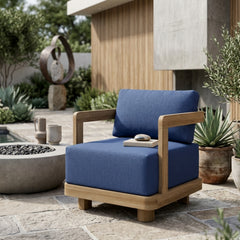 Anderson Teak Granada deep seating armchair with plush cushions, outdoor accent chair in a stylish design, available in 9 colors.