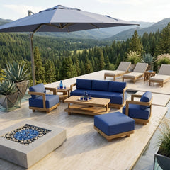 Anderson Teak SET-902 6-piece Granada deep seating outdoor sofa set with teak finish for garden lounge and patio relaxation.