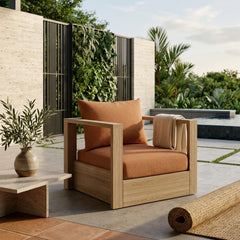 Anderson Teak Copacabana deep seating armchair in designer colors, outdoor accent chair with plush cushions for patio or garden.
