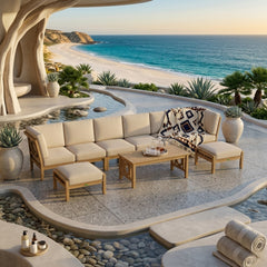 SET-140 NATSEPA MODULAR DEEP SEATING |Outdoor Patio Conversational Sofa Set For Garden Lounge | 9 Designer Colors | BY ANDERSON TEAK - Best Daybed