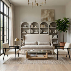 Leon Bench | Indoor Pine Wood Chair| By Zentique (Pine Wood, Linen, Burlap)