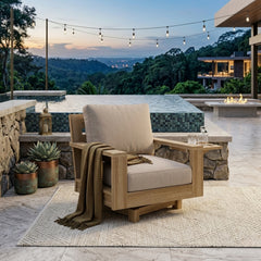 Anderson Teak Madera swivel armchair in outdoor deep seating style, shown in a designer color for patio and garden use.