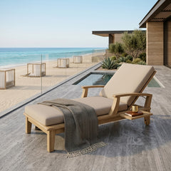 Anderson Teak Brianna Sun Lounger made of A-grade teak wood, featuring a sleek design and available in nine designer colors.
