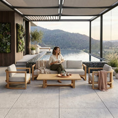SET-221 Junus Teak Wood Deep Seating |Outdoor Patio Conversational Sofa Set For Garden Lounge | BY ANDERSON TEAK