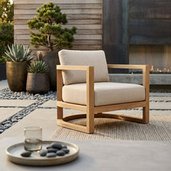 Anderson Teak JUNUS lounge teak wood armchair with deep seating, outdoor patio accent chair in a designer color, garden outdoor furniture