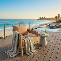 Anderson Teak Toscana Lounge Chair, outdoor accent chair with deep seating, available in 9 designer colors for patio and garden.