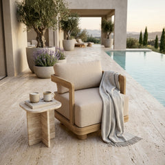 Anderson Teak Granada deep seating armchair with plush cushions, outdoor patio furniture in a stylish design, available in nine colors.