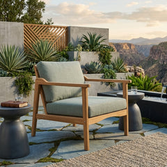 Anderson Teak Amalfi deep seating armchair in a designer color, outdoor accent chair with plush cushions for patio or garden.