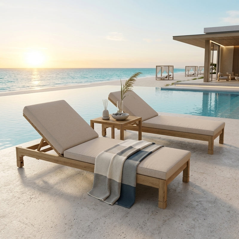 Southbay Sun Lounger by Anderson Teak, luxury outdoor patio sunbed in 9 designer colors, perfect for garden lounging.