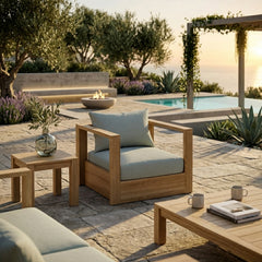 Anderson Teak COPACABANA deep seating armchair, outdoor accent chair in 9 designer colors, suitable for patio and garden.