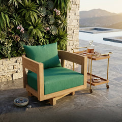 Anderson Teak Coronado A-Grade Teak Wood Swivel Armchair for outdoor patio and garden in multiple designer colors, deep seating comfort