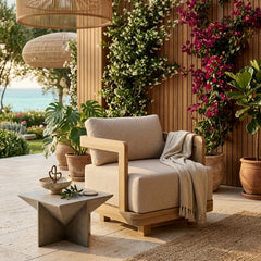 Anderson Teak Granada Swivel Armchair in outdoor deep seating style with 9 designer color options for patio and garden.