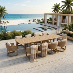 11-PC CATANIA | Luxury Outdoor A-Grade Teak Dining Table Set For Patio | | 9 Designer Colors | BY ANDERSON TEAK - Best Daybed