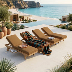 Anderson Teak luxury sun lounger set with adjustable sunbed in designer colors, made from grade A teak for outdoor garden lounging.