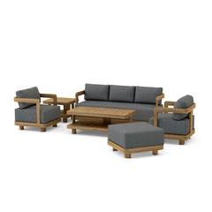 Outdoor sofa from Anderson Teak SET-901 6-piece Granada deep seating set in a designer color, showing plush cushions and stylish design.