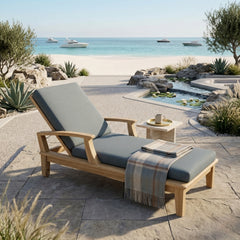 Anderson Teak Brianna Sun Lounger in A-grade teak wood with a sleek design, outdoor patio sunbed in designer color.