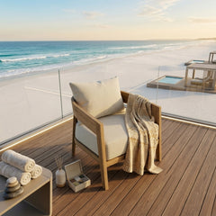 Anderson Teak Toscana Lounge Chair, outdoor accent chair with deep seating, available in nine designer colors for patio and garden.