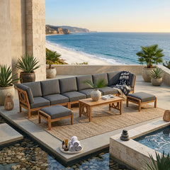 SET-140 NATSEPA MODULAR DEEP SEATING |Outdoor Patio Conversational Sofa Set For Garden Lounge | 9 Designer Colors | BY ANDERSON TEAK - Best Daybed