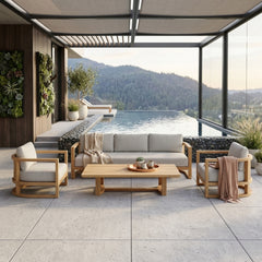 SET-221 Junus Teak Wood Deep Seating |Outdoor Patio Conversational Sofa Set For Garden Lounge | BY ANDERSON TEAK