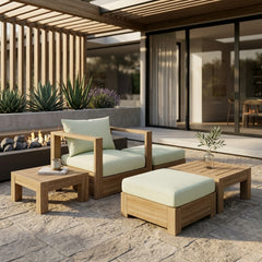 Anderson Teak COPACABANA deep seating armchair with plush cushions in a designer color, outdoor accent chair for patio and garden.