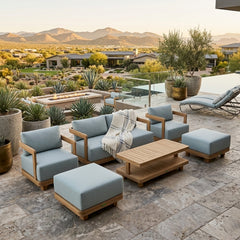 Anderson Teak SET-903 6-piece Granada deep seating outdoor patio sofa set with teak wood for garden lounge.
