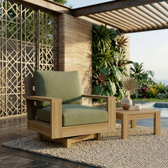 Anderson Teak Madera swivel armchair in outdoor deep seating style, shown in a designer color for patio and garden use.