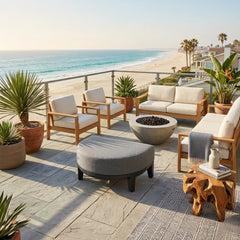 Coronado Aluminum Ottoman by Anderson Teak, luxury outdoor footstool in various designer colors, perfect for patios.