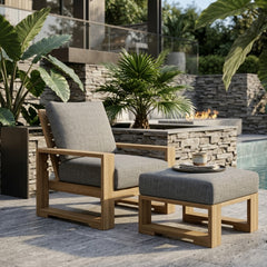 Anderson Teak Capistrano deep seating set with one armchair and table in six designer colors, outdoor patio garden lounge furniture.