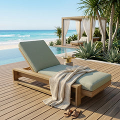 Best Daybed Capistrano Sun Lounger in A-grade teak wood, featuring a sleek design and six vibrant designer colors for outdoor lounging.