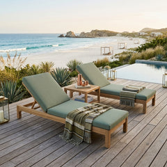 Southbay Sun Lounger by Anderson Teak, luxury outdoor sunbed with sleek design, available in 9 designer colors for garden relaxation.