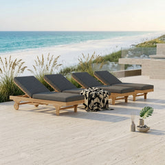 Anderson Teak sun lounger set made of A-grade teak with a modern design, available in nine designer colors for outdoor patio relaxation.